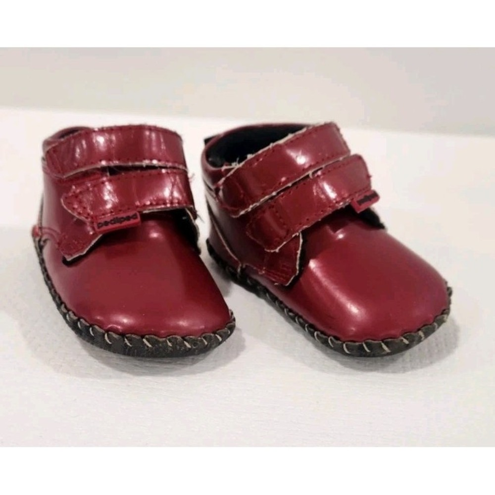 PediPed Leather Red Infant Shoes Faux Fur Lined 12/18 Month Cold Weather